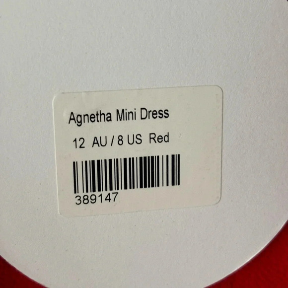 Princess Polly, Agnetha, red, wrap style, mini dress, US 8, NWT - Picture 7 of 12